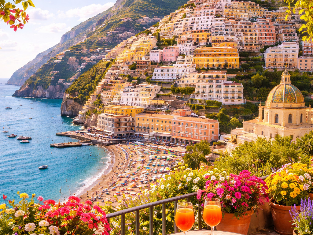 Coastal city view in Italy